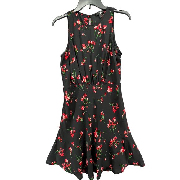 J. Crew Dresses & Skirts - J Crew Dress Womens 6 Black Red Floral Fit Flare Sleeveless Tank Mini Summer